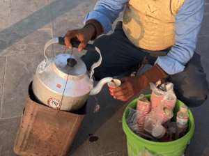  Nimbu Wali Chai (lemon tea) with masala served at Ram Ki Pedi near the ghat street in Ayodhya.