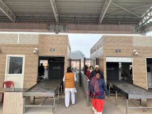 Security check point at Ram Janmabhoomi Temple where visitors undergo screening.